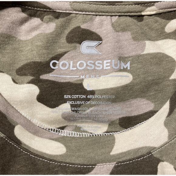 Mens Colosseum Tee T-Shirt Military Home of the Brave Camo w Patches Large NWT - Picture 3 of 7